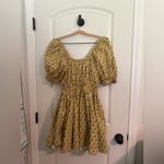 Rhode Anika Floral Yellow Mini Dress balloon puffy sleeves sz small EUC Gold Photo 1