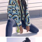 FREE PEOPLE ROCKY RIDGE JACKET‎ BLUE RAINBOW COMBO Photo 3