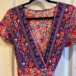 WRAP DRESS BOHO DESIGN BRIGHT BOLD PINK AND BLUES FLORALS SIZE SMALL/MEDIUM Photo 0