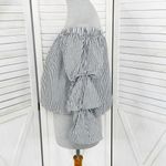 Charlotte Russe  Striped Puff Sleeve‎ Crop Shirt Black White XS Off The Shoulder Photo 2