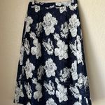 Anthropologie Eva Franco Navy And White Floral Jacquard Skirt  Photo 6