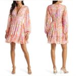 VICI Collection Floral Long Sleeve Chiffon Babydoll Dress Medium Wedding Flowy Photo 2