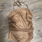Topshop  Tan Faux Leather Halter Top 6 NWT Photo 0