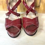 Pour La Victoire Pour le Victoire Burgundy Patent Leather Platform Strappy Heels 9 Photo 2