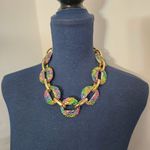 Chunky Colorful Acrylic Chain Link Necklace Gold Photo 6