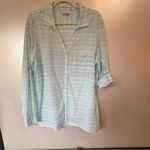 Columbia Teal and White Striped Shirt Photo 8