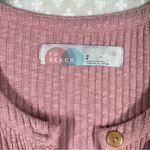 Free People Beach Pink Ribbed Blossom Button Down T Shirt Dress Photo 2