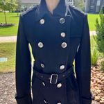 Burberry Brit Wool and Cashmere Black Trench Belted Coat Photo 1