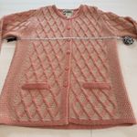 Aran Crafts Coral Merino Wool Button Up Cardigan Cable Sweater Size MEDIUM Photo 4