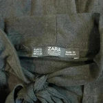 ZARA Woman Black Secretary Bow Short Sleeve Faux Wrap Pullover Blouse Size S Photo 2