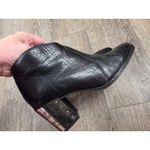 Frye  Nora Omaha Western Ankle Boot 6.5B Tribal Design Black Leather Metal Heeled Photo 6