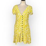 Wish  Golden Bloom Dress Women's Large Yellow Mini V-Neck Puff Sleeve Ruffle RTR Photo 2