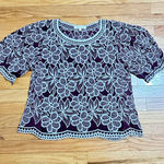 Solitaire NWOT Woman’s   Lace Overlay Floral Blouse Brown Size Small Photo 0