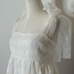 Day + Moon White Babydoll Tiered Bow Tied Straps Mini Dress Womens Medium Photo 3