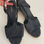 Chadwick's Chadwick’s women’s black canvas sling back woven wedge chunky heels espadrilles Photo 7