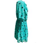 Louche London Teal / Black Polka Dot Chiffon Cowl Neck Dress Size 14 Photo 1