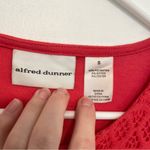 Alfred Dunner Coral Red Crochet Lace Overlay 1/4 Zip Zipper Short Sleeve Blouse Photo 5