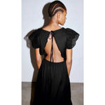 ZARA  Black Eyelet Sleeve Openwork Embroidery Back Maxi Dress Women’s Size Small Photo 3