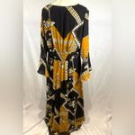City Chic  black & mustard yellow patterned corset smocked top maxi dress size 16 Photo 4