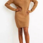 Madewell • Wool Blend V-Neck Sweater Dress Long Sleeve Knit Camel Brown Size M Photo 0