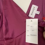 Maniju NEW  Magenta v neck plunge maxi gown dress tie shoulders size small Photo 2