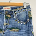 Driftwood  High Rise Camo Embroidered Studded Raw Hem Blue Jeans Womens 28 Jackie Photo 2