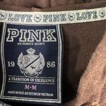 Victoria's Secret  Pink Y2K Peace Sign Brown Zip Up Sweater Size Medium Photo 2