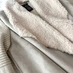 Chelsea & Theodore Oyster Faux Suede Sherpa Open Front Cardigan Sweater M Tan Size M Photo 14