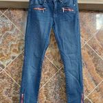 Bebe Women's Vintage  Stretch Skinny Jeans with Red Zipper Accents Size 26 Photo 0