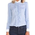 Red Valentino  Blue Ruffle Button Down Women Shirt, size 4 / EU 42 Photo 0