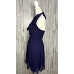 Max and Cleo Women's Halter Ruffle Midi Dress Blue Size 2 Party/Cocktail Photo 5