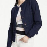 Ann Taylor Denim Button Front Jacket Collarless Peplum Dark Wash NEW Womens M Photo 0