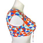 Raisin's Womens Bikini Swimsuit Top Colorful Triangle Geo Print Beach Swimwear XL Photo 2