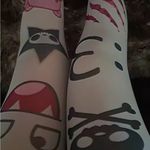 White Graphic Print Leggings Photo 2