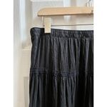 Garnet Hill  Black Silk Crinkle Midi Skirt Petite Size 8 Photo 5
