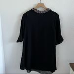 ZARA Trafaluc Black Layered Semi Sheer Dress Beaded Collar Statement Sleeve US S Photo 1