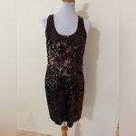 Vince brown bronze sequins nylon silk racerback shift mini dress 6 Photo 2