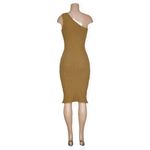 Lisa Says Gah Paola One Shoulder Ribbed Dress, Camel, XS Photo 6