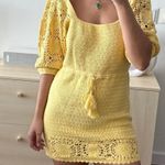 NWT SPELL crochet knit yellow dress Yellow Size M Photo 3