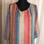Stetson  Multicolor Striped Semi-Sheer Blouse•Size L LTOP067 Photo 0