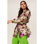 Giovanna Nicolai Silk Floral Wrap Top Size 44 Medium Purple Green Floral Chic Photo 8