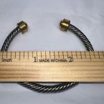 Silver Tone Twisted Cuff Bracelet with Gold Tone Caps Photo 5