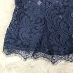 CAbi  3073 Navy Blue Sheer Lace Short Sleeve Top Blouse Button Front‎ Size Small Photo 8