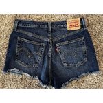 Levi's  501 Women's 29W Button Fly High Rise Jean Shorts Dark Wash Raw Hem Photo 3