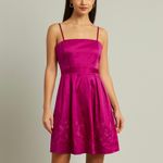 Lucy Paris Embroidered Satin Fit & Flare Dress in Hot Pink Size Small NWT Photo 7