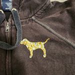 PINK - Victoria's Secret VINTAGE Victoria's Secret PINK Brown & Gold Bling Full Zip Hoodie Size XS Photo 4