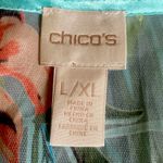 Chico's Paradise Escape Kimono jacket 3/4 sleeve nylon silk tropical L/XL Blue Size undefined Photo 7