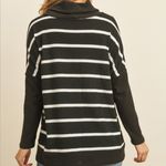 Chic Striped Cowl Neck Sweater Black Size L Photo 2