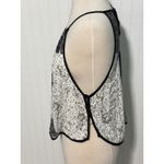 Free People ‎ Black White Print Sleeveless Tank Top Button Side Tie Back Medium Photo 2