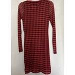 Bar III Women's Large Red Black Checkered Mesh Overlay Ruched Bodycon Dress Photo 8